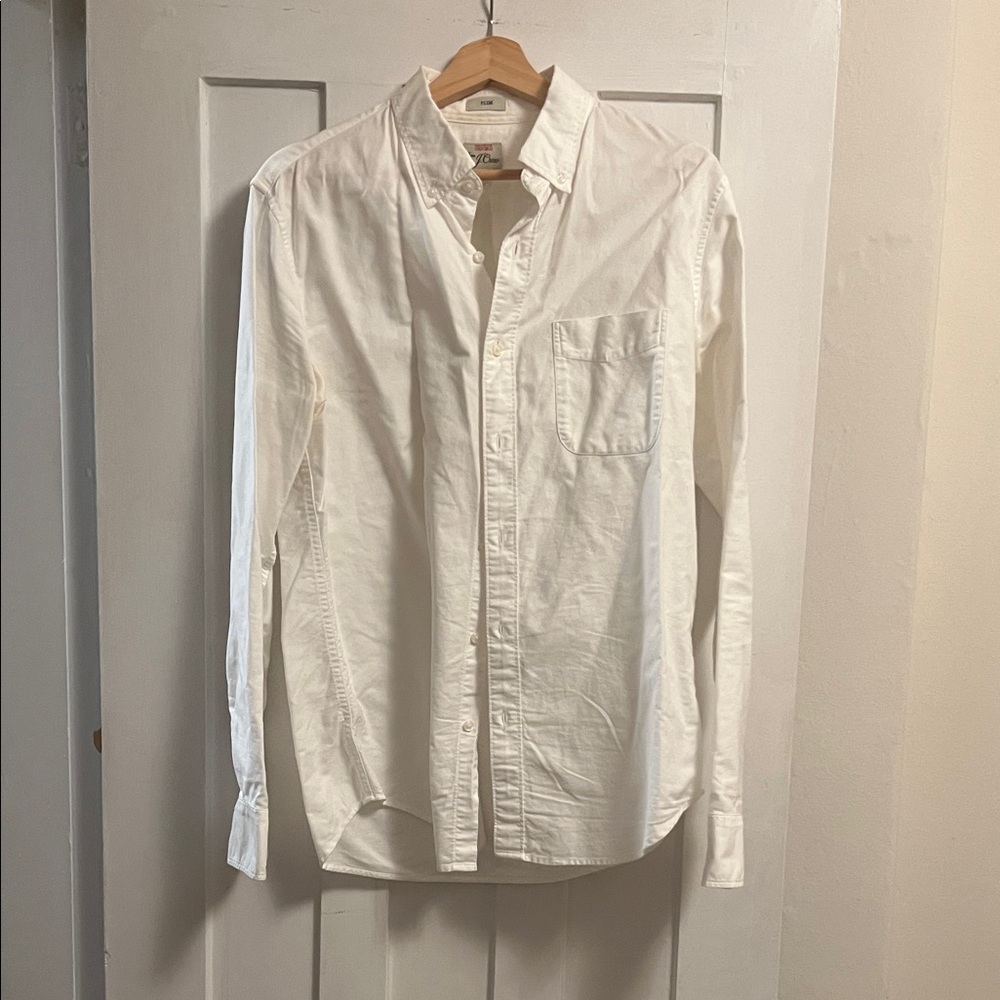 J. Crew Men's white Oxford Button Down Shirt